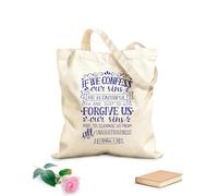 AILOONG Sacchetti portaoggetti in poliestere e cotone Tessuto spesso 340g/m² lettering a mano se confessiamo i nostri peccati lui Scritta personalizzabile