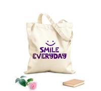 AILOONG Sacchetti portaoggetti in poliestere e cotone Tessuto spesso 340g/m² poster tipografico disegnato a mano sorridi ogni giorno Scritta personalizzabile