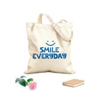 AILOONG Sacchetti portaoggetti in poliestere e cotone Tessuto spesso 340g/m² poster tipografico disegnato a mano sorridi ogni giorno Scritta personalizzabile