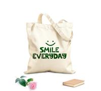 AILOONG Sacchetti portaoggetti in poliestere e cotone Tessuto spesso 340g/m² poster tipografico disegnato a mano sorridi ogni giorno Scritta personalizzabile