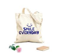 AILOONG Sacchetti portaoggetti in poliestere e cotone Tessuto spesso 340g/m² poster tipografico disegnato a mano sorridi ogni giorno Scritta personalizzabile