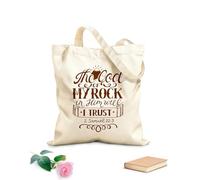 AILOONG Sacchetti portaoggetti in poliestere e cotone Tessuto spesso 340g/m² scrivendo a mano il dio della mia roccia in lui lo farò Scritta personalizzabile