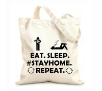 AILOONG Scritta Stai a casa contro il virus Borsa tote in tela grezza Tessuto spesso 12 once Utilizzabile come borsa porta attrezzi 35x40cm Grande