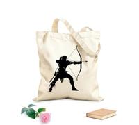 AILOONG silhouette di elfo o elfi razza mitica da gioco arciere che tiene solo un arco Borsa regalo in tela per vino Tessuto spesso 12 once Abbinabile agli abiti 25x30cm Piccola