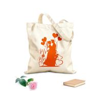 AILOONG Silhouette di sposi novelli che si baciano con palloncini a forma di cuore Borsa tote in tela grezza Tessuto spesso 340g/m² Utilizzabile come borsa porta attrezzi