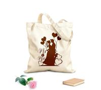 AILOONG Silhouette di sposi novelli che si baciano con palloncini a forma di cuore Borsa tote in tela grezza Tessuto spesso 340g/m² Utilizzabile come borsa porta attrezzi