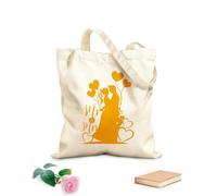 AILOONG Silhouette di sposi novelli che si baciano con palloncini a forma di cuore Borsa tote in tela grezza Tessuto spesso 340g/m² Utilizzabile come borsa porta attrezzi