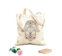AILOONG Talismano dell'occhio della mano di Dio di Hamsa Borsa della spesa in tela di cotone Tessuto spesso 340g/m² Utilizzabile come borsa regalo