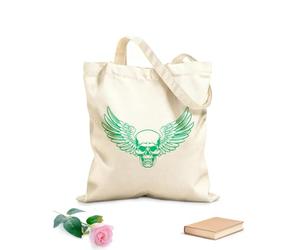 AILOONG Teschio Ossa Ali Scheletro Spaventoso Morte Borsa tote in tela grezza Tessuto spesso 340g/m² Utilizzabile come borsa porta attrezzi