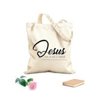 AILOONG tipografia della fede cristiana Borse shopper riutilizzabili Tessuto spesso 12 once Pieghevole 25x30cm Piccola