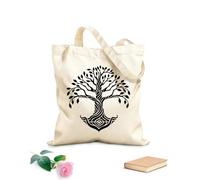 AILOONG Tree Of Life Fitnesscenter Yoga Studio Tree Mandala Circle Mandala Tree Borse da donna in calicò Tessuto spesso 12 once Pieghevole 25x30cm Piccola