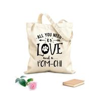 AILOONG tutto ciò di cui hai bisogno è amore e un disegno con citazione pomchi con un'impronta di zampa Borsa regalo in tela per vino Tessuto spesso 12 once Abbinabile agli abiti 25x30cm Piccola