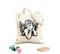 AILOONG Un angelo con le ali può essere usato come schizzo Borse shopper riutilizzabili Tessuto spesso 12 once Pieghevole 25x30cm Piccola