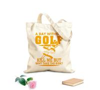 AILOONG Un giorno senza golf potrebbe non uccidermi, ma perché correre il rischio? Borsa regalo in tela per vino Tessuto spesso 340g/m² Abbinabile agli abiti