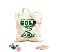 AILOONG Un giorno senza golf potrebbe non uccidermi, ma perché correre il rischio? Borsa regalo in tela per vino Tessuto spesso 340g/m² Abbinabile agli abiti