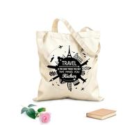 AILOONG Viaggiare ti rende più ricco Borse da donna in calicò Tessuto spesso 12 once Pieghevole 35x40cm Grande