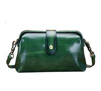 AILOS Borsa a tracolla da donna in stile retrò, realizzata a mano, in pelle, stile vintage, da medico, da donna, 22 x 12 x 6 cm, verde, tinta unita, verde, 22 * 12 * 6CM