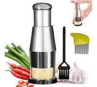 Ailsion Manual Pressed Chopper Ailsion Food Chopper, Pressed Garlic Chopper, Stainless Steel Hand Food Chopper Garlic Press, Vegetable Chopper with Container (1pc)