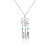 AILUOR Bohemian Dream Catcher Collana, piuma Turchese Perline Catena Lunga Collana di Gioielli Regalo Un