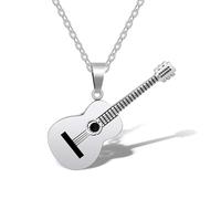 AILUOR Collana da uomo e donna con plettro di chitarra, catena regolabile, stile Hip Hop, in acciaio al titanio, ciondolo per chitarra, regalo personalizzato e Acciaio inossidabile