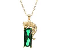 AILUOR Collana in Oro 14K Placcato di Cristallo Leopardo, Donne Mens Hip Hop Punk Creati Regali Gioielli Emerald Panther Collana Verde