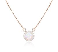 AILUOR Collane di opale bianco per le donne, placcato oro rosa 11 millimetri rotonda gemma ciondolo ottobre collana di pietra di nascita per le donne gioielli regalo per la moglie (Tondo, Oro rosa)