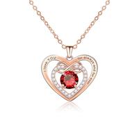 AILUOR Cuore Birthstone Collane per le donne, Infinite Love Cuore Collana ciondolo placcato oro rosa collana di cristallo cuore Anniversario Compleanno Regali per la moglie mamma (Oro rosa-01-Gen)