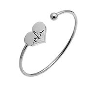 AILUOR Donna Heartbeat ECG argento registrabile oro del braccialetto del cuore aperto del polsino Argento