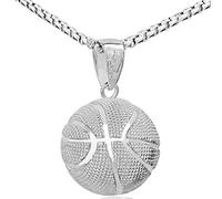 AILUOR Fashion Basketball Pendant Necklace Catena in acciaio inossidabile Hip Hop Collana sportiva Gioielli fitness (Argento)