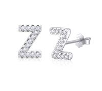 AILUOR Orecchini iniziali da donna, orecchini con lettere in argento S925 placcati in oro 14K ipoallergenici Orecchini personalizzati con nome dell'alfabeto Regali di compleanno Gioielli (Z-Argento)