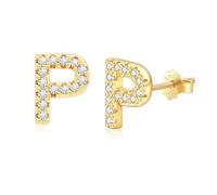AILUOR Orecchini iniziali da donna, orecchini con lettere in argento S925 placcati in oro 14K ipoallergenici Orecchini personalizzati con nome dell'alfabeto Regali di compleanno Gioielli (P-Oro)