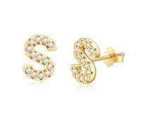 AILUOR Orecchini iniziali da donna, orecchini con lettere in argento S925 placcati in oro 14K ipoallergenici Orecchini personalizzati con nome dell'alfabeto Regali di compleanno Gioielli (S-Oro)
