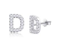 AILUOR Orecchini iniziali da donna, orecchini con lettere in argento S925 placcati in oro 14K ipoallergenici Orecchini personalizzati con nome dell'alfabeto Regali di compleanno Gioielli (D-Argento)