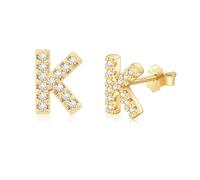 AILUOR Orecchini iniziali da donna, orecchini con lettere in argento S925 placcati in oro 14K ipoallergenici Orecchini personalizzati con nome dell'alfabeto Regali di compleanno Gioielli (K-Oro)