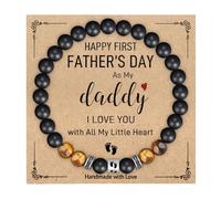AILUOR Regali per la prima festa del papà per il nuovo papà, Bracciale da uomo con perline elastiche per gli uomini Regali di anniversario da parte della moglie (First Fathers Day As My Daddy-A)