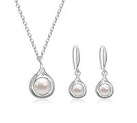 AILUOR Set di gioielli di perle per le donne, collana e orecchini di perle finte d'acqua dolce con catena d'argento da 18 pollici Gioielli da matrimonio per le spose Mamma Regali (Stile 8)