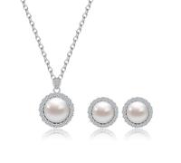AILUOR Set di gioielli di perle per le donne, collana e orecchini di perle finte d'acqua dolce con catena d'argento da 18 pollici Gioielli da matrimonio per le spose Mamma Regali (Stile 5)
