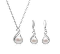 AILUOR Set di gioielli di perle per le donne, collana e orecchini di perle finte d'acqua dolce con catena d'argento da 18 pollici Gioielli da matrimonio per le spose Mamma Regali (Stile 10)