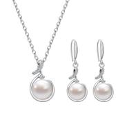 AILUOR Set di gioielli di perle per le donne, collana e orecchini di perle finte d'acqua dolce con catena d'argento da 18 pollici Gioielli da matrimonio per le spose Mamma Regali (Stile 16)