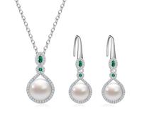 AILUOR Set di gioielli di perle per le donne, collana e orecchini di perle finte d'acqua dolce con catena d'argento da 18 pollici Gioielli da matrimonio per le spose Mamma Regali (Stile 11)