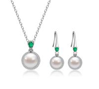 AILUOR Set di gioielli di perle per le donne, collana e orecchini di perle finte d'acqua dolce con catena d'argento da 18 pollici Gioielli da matrimonio per le spose Mamma Regali (Stile 13)