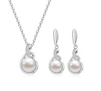 AILUOR Set di gioielli di perle per le donne, collana e orecchini di perle finte d'acqua dolce con catena d'argento da 18 pollici Gioielli da matrimonio per le spose Mamma Regali (Stile 15)