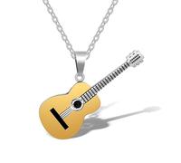 AILUOR Uomo Donna Chitarra Pick Collana con catena regolabile Hip Hop Stile musicale Titanio Chitarra Tag etichetta pendente Gioielli personalizzati (Oro)