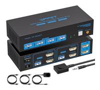 AILVLVNG 4K120Hz Switch KVM HDMI 2 PC 2 Monitor KVM Switch USB 3.0 per 2 Computer per Condividere Due monitors e 4 Dispositivi USB Come Tastiere, Mouse, Stampanti con 2 Cavi USB