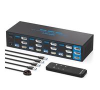 AILVLVNG 4K144Hz 2 Displayport HDMI 4 PC 3 Monitore KVM Switch 8K60Hz Unterstützt 4 Computer die sich 3 Monitors und 4 USB 3.0 Anschlüsse, wie Tastaturen Mäuse Drucker und U Disk