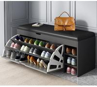 AILZCFX Sgabello Ribaltabile a Forma di Secchio per Scarpe, Scaffale Autoportante con Cuscino in Pelle per Ingressi, Corridoi, Armadi e Camera da Letto