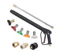 AIM Tools Pistola per Idropulitrice 4000 PSI con 5 Punte per Ugelli a Spruzzo, 40 cm Asta di Prolunga, Raccordo M22 14mm y Conector Rápido Adaptador Si Adatta, Kit di Lavaggio Auto