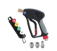 AIM Tools Pistola per Idropulitrice Lancia Corta 4000 PSI con Connettore Rapido da 3/8", Raccordi M22 14mm/15mm, 5 Punte Ugelli con Supporto, Kit di Pulizia per Idropulitrice per Auto