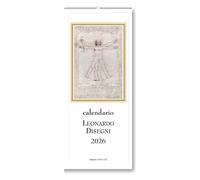 AIMA Calendario 2025 da Muro Agenda 13,5x34 cm - Calendario da Parete Spiralato 12 Mesi Leonardo da Vinci - Calendario Originale con Calamita in Omaggio - Made in Italy