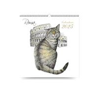 AIMA Calendario 2025 da Muro Agenda 31x33 cm - Calendario da Parete Spiralato 12 Mesi con Gatti a Roma - Calendario con Gatto - Con 1 Calamita e 1 Block Notes in Omaggio (Colosseo)